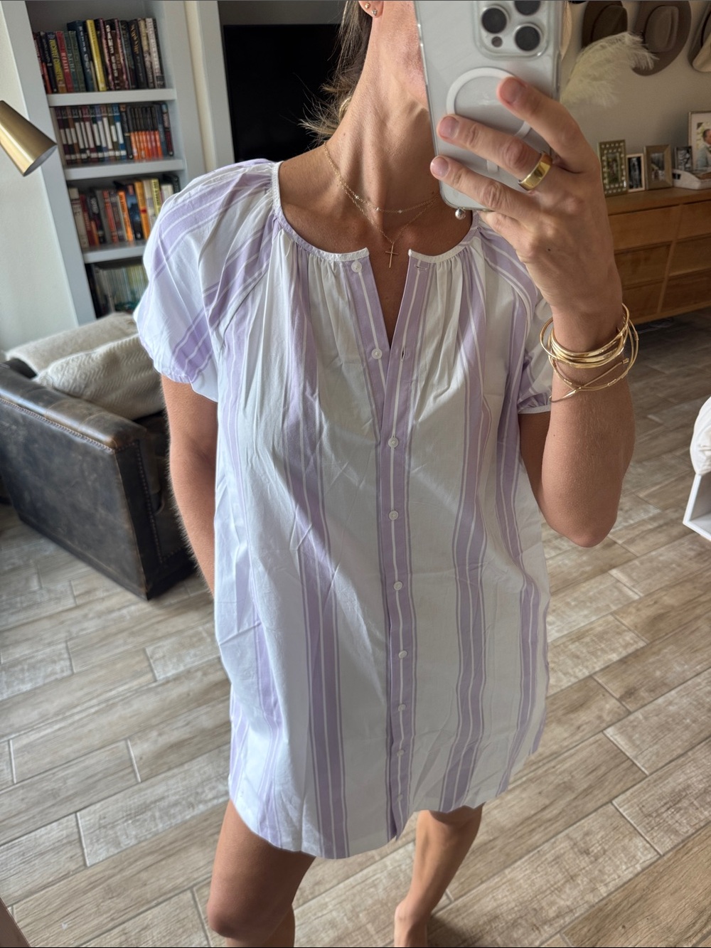 J. Crew Lavender and White Striped Mini Dress